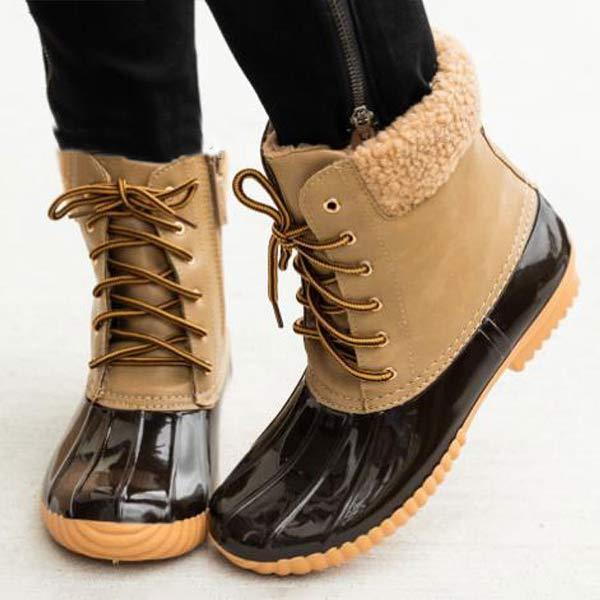 Women's Mid Boots Lace Up Fur Collar Snow Boots 86180179C