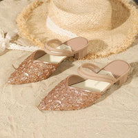 Women's Sparkling Block Heel Rose Pattern Sandals 93831077S