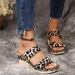 Women's Snake and Leopard Print Wedge Sandals 45397021C