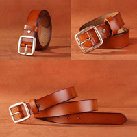 Women's All-match Square Pin Buckle Leather Solid Color Belt 52567347C