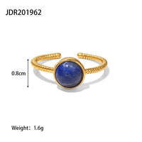 Women's Retro Adjustable Gold Natural Stone Ring 30637942S