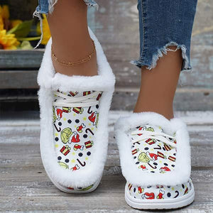 Women's Flat Christmas-themed Plush Casual Shoes 88644564C