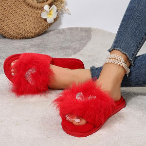 Women's Fashion Rhinestone Plush Cotton Slippers 27006893S