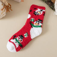 Christmas Santa Coral Velvet Elk Mid-Calf Socks 40580138S