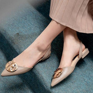 Women's Stylish Metallic Pointed Toe Slip-On Flats 07412282S