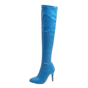 Women's Stylish Colorful Stiletto Over-the-Knee Boots 93043391S