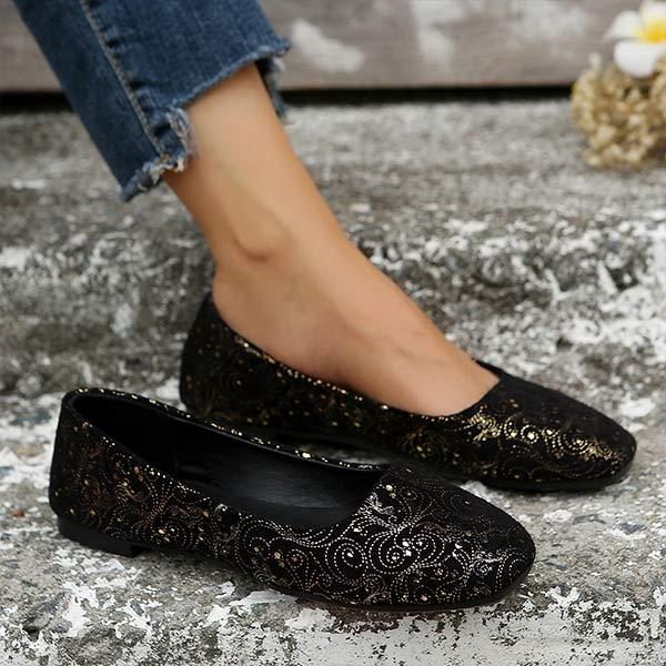 Women's Square-Toe Embroidered Flats 41887987C