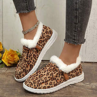 Women's Leopard Print Flat Pull-On Fleece-lined Snow Boots 27944505C