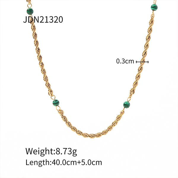 18k Gold-Plated Stainless Steel Turquoise Bead Necklace 58230578S