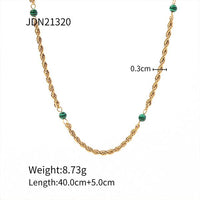 18k Gold-Plated Stainless Steel Turquoise Bead Necklace 58230578S
