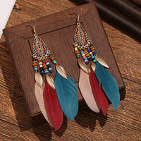 Travel Vintage Tassel Feather Earrings 03604383C