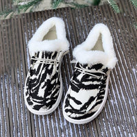 Women's Casual Zebra Print Thick Sole Plush Flats 09999580S