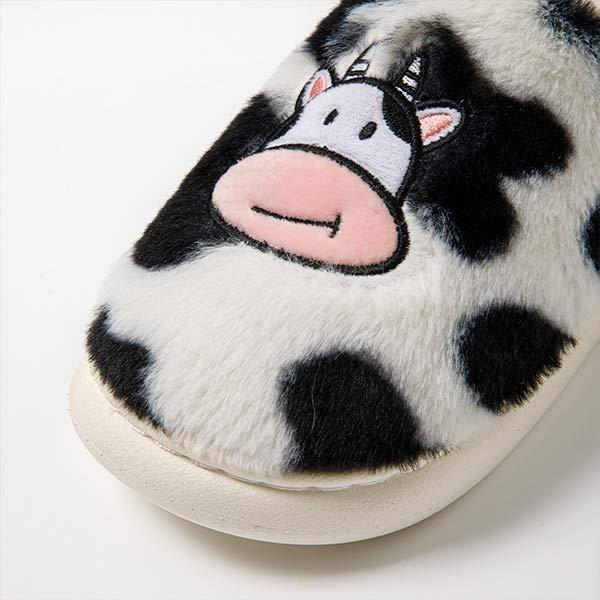 Cow Print Cotton Slippers Indoor Non-Slip Warm Furry Shoes 79637078C