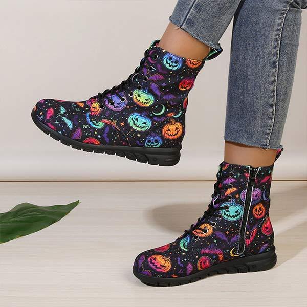 Christmas-Themed Print Low-Cut Martin Boots for Women 86294505C