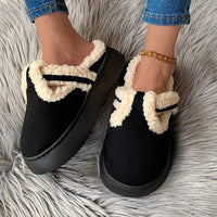 Women's Fleece-Lined Thickened Warm Slippers with Fringe 01088117C