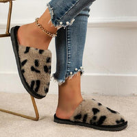Women's Casual Flat Leopard Print Warm Slippers 27085444S