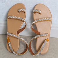 Women's Flat Beaded Slide Sandals 62707416C