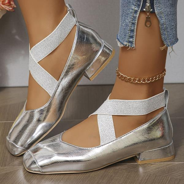 Women's Fashionable Silver Square Toe Mary Jane Shoes 81201950S