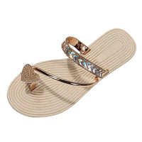 Women's Rhinestone Embellished Toe-Ring Flat Sandals 59335527C