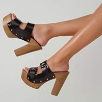 Women'S Chunky Heel High Heel Platform Slippers 89788669C