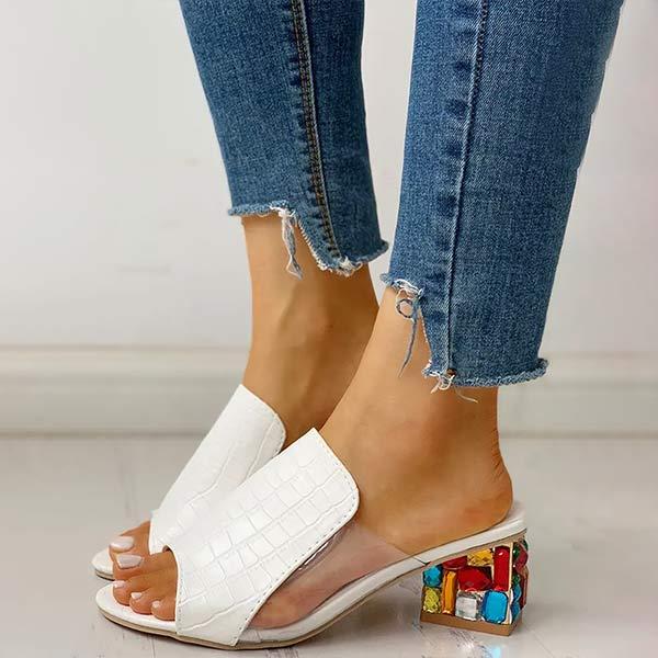 Women'S Chunky Heel Candy Color Medium Heel Sandals & Slippers 75630023C