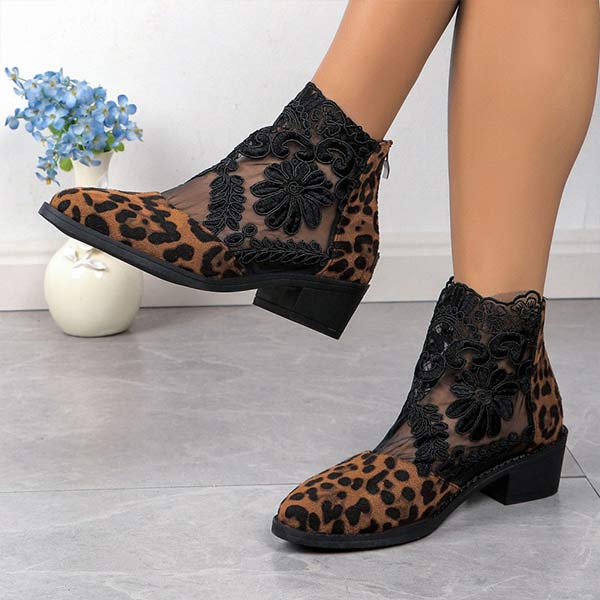 Women's Lace Mesh High Heel Summer Boots 29481584C