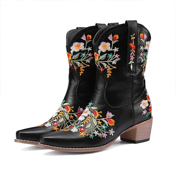 Women'S Vintage Embroidered Short Martin Boots 00970757C