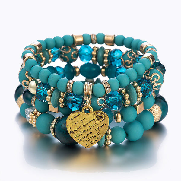 Trendy Crystal Heart Beaded Bracelet 21804334C