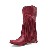 Women'S Vintage Chunky Heel Fringe Boots 83875968C