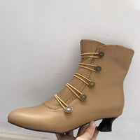Women'S Vintage Round Toe Mid Boots 29396414C