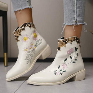 Women's Embroidered Chunky Heel Western Cowboy Boots 14109692C