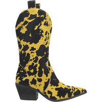 Women's Chunky Heel Pointed Toe Cow Print Cowboy Boots 78851198C