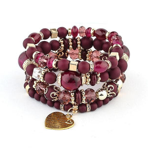 Trendy Crystal Heart Beaded Bracelet 21804334C