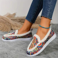 Women's Slip-On Low-Cut Furry Cuff Canvas Shoes 03355974C