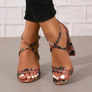 Women's Trendy Buckle High Heel Sandals 34090764C