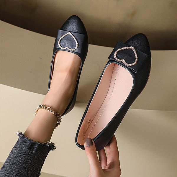 Heart Design Pointed-toe Soft Sole Flats for Women 07842669C