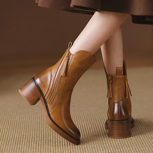 Women's Fashion Retro Chunky Heel Martin Boots 65850773S