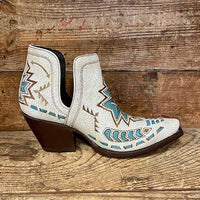 Women's Fashion Pointed Toe Embroidered Chunky Heel Boots 02483268S