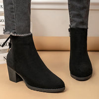 Women's Casual Back Strap Chunky Heel Ankle Boots 34890664S
