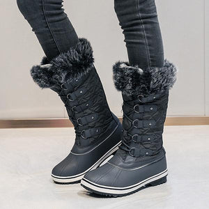 Women's Casual Lace Up Plush Flat Snow Boots 91148115S