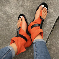 Women's Casual Belt Buckle High Top Flat Flip-Flop Sandals 67993441S