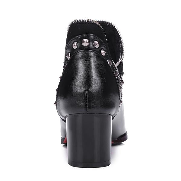 Women's Zipper Studs Pointed Toe Booties 39714025S