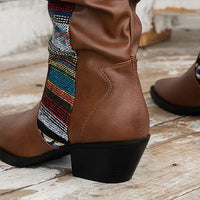 Women's Fashion Belt Buckle Pointed Toe Block Heel Boots 22985809S