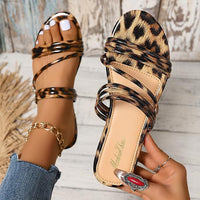 Women's Fashion Casual Leopard Print Flat Beach Slippers 64740744S