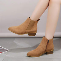 Women'S Chunky Heel Side Zip Short Boots 58433226C