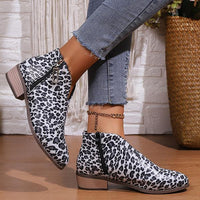 Women's Fashion Leopard Chunky Heel Ankle Boots 42901505S