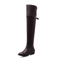 Women's Casual Round Toe Flat Over-the-Knee Rider Boots 77289697S