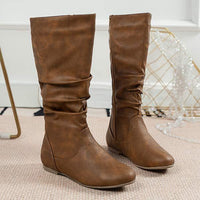 Women's Comfortable Round Toe Side Zipper Knee-High Boots 75150825C