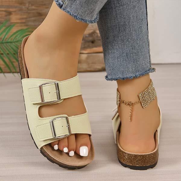 Women's Casual Low Heel Cork Slide Sandals 48952089C