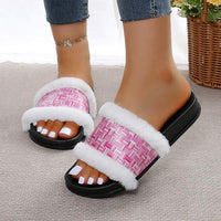 Women's Thick Sole Furry Slide Sandals 55227587C